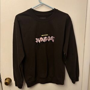 Monet Brown Sweatshirt Brown with Pink Graphic Small